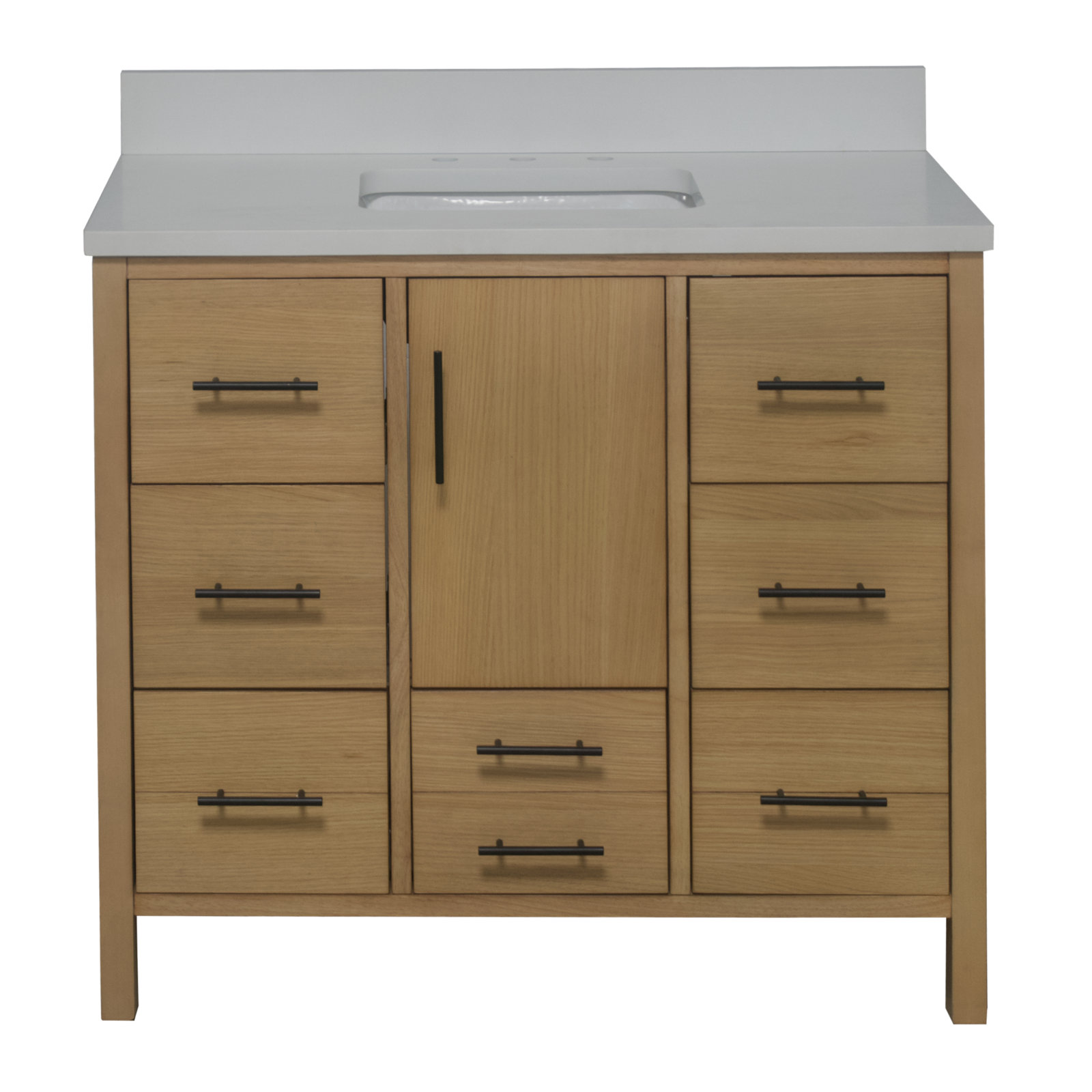 Kiara 42'' Single Bathroom Vanity, Matte White, Blonde
