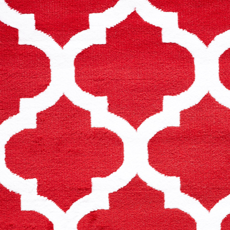 Rouge abstrait/Tapis décoratif blanc, Rectangle 2 pi x 3 pi 6 po