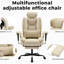 Fauteuil ergonomique pour ordinateur portable ergonomique beige avec coussin lombaire réglable et double couche pour un soutien confortable et un repose-pieds extensible-629048906