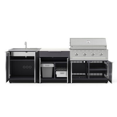 Ensemble d'armoires d'extérieur en aluminium 5 pièces avec barbecue Performance