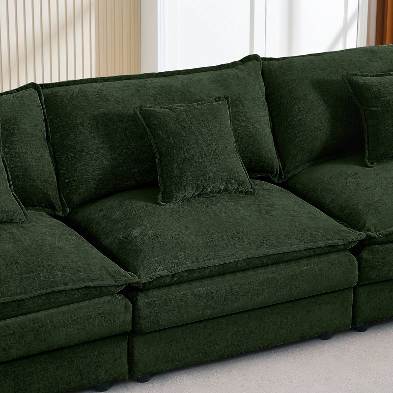 Modular Sectional Sofa With Movable Ottoman, DIY Configurable L-Shaped Couch For Living Room, Cloud-Like Comfort And Chenille Upholstery.