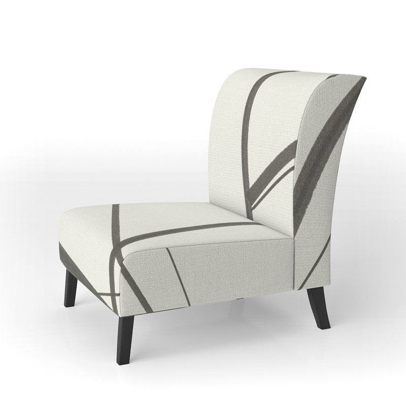 Minimalist Black and White IV - Transitional Velvet Upholstered Slipper Chair