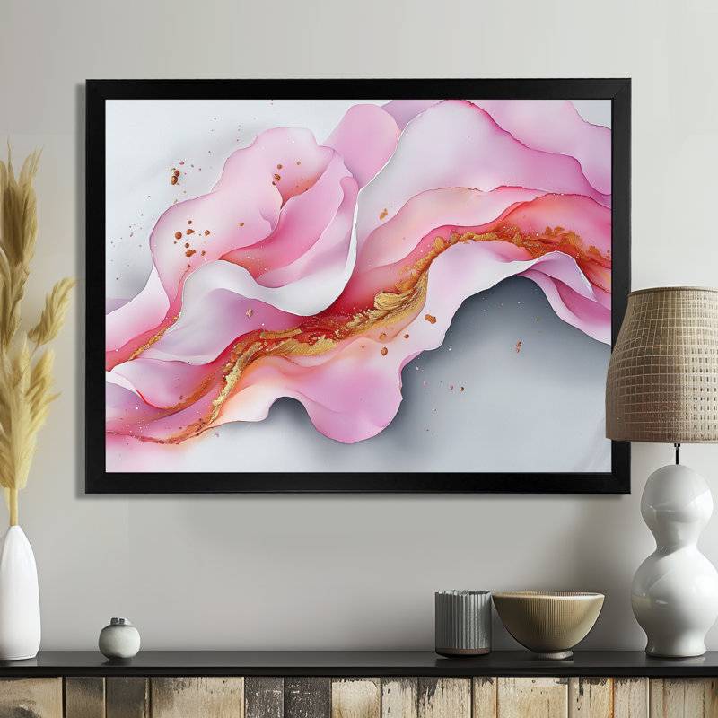 Andes, fondations fluides de Rosa Marble V - art mural abstrait en marbre, Reproduction encadrée d'une seule photo