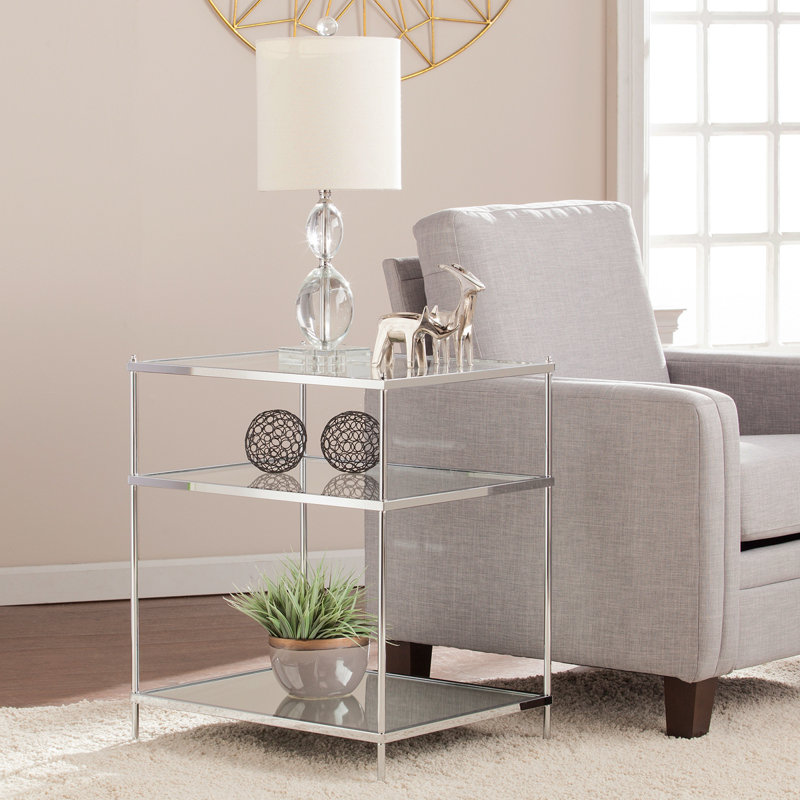 Knox Glam Mirrored Side Table - Chrome