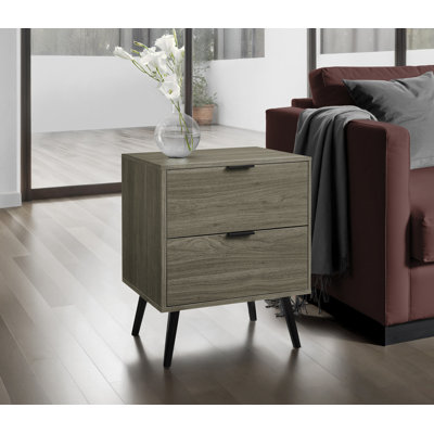 Table d'appoint, chambre à coucher, bout, salon, table de chevet, table d'appoint, tiroir de rangement, stratifié gris, moderne, contemporain