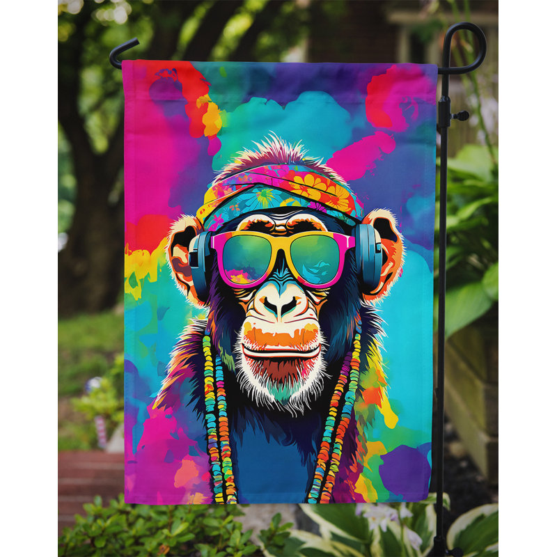 Drapeau de jardin hippie chimpanzé