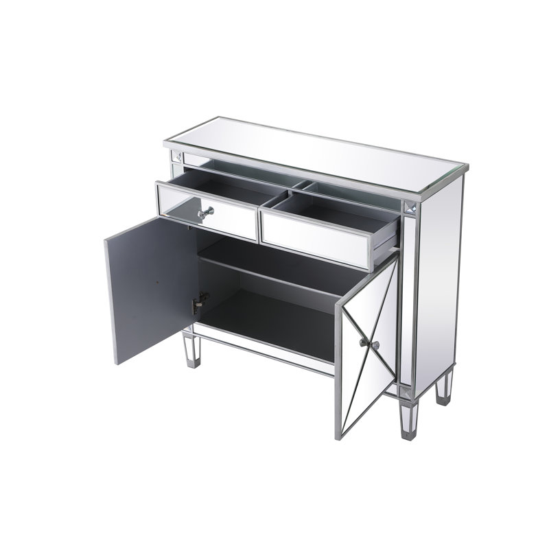 Armoire d'appoint à miroir 2 portes SPARKS, Argent argent
