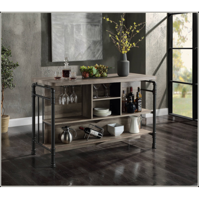 Antique Oak & Sandy Gray Finish Counter Height Table