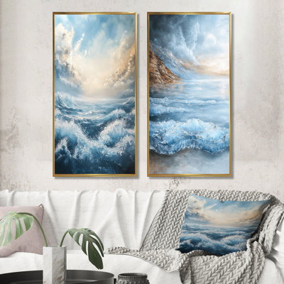 Parallel Beach of Abstract Coastal Landscape I - Collection d'art mural abstrait 2 pièces