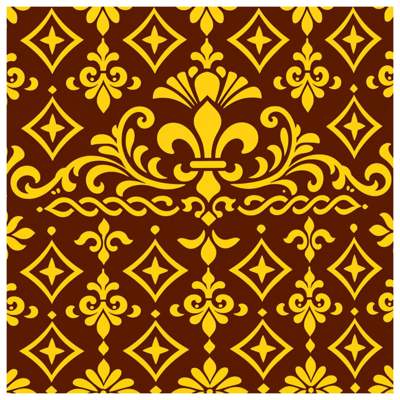 Couvre-lit matelassé jaune et brun à motif damassé toutes tailles, Full / Double