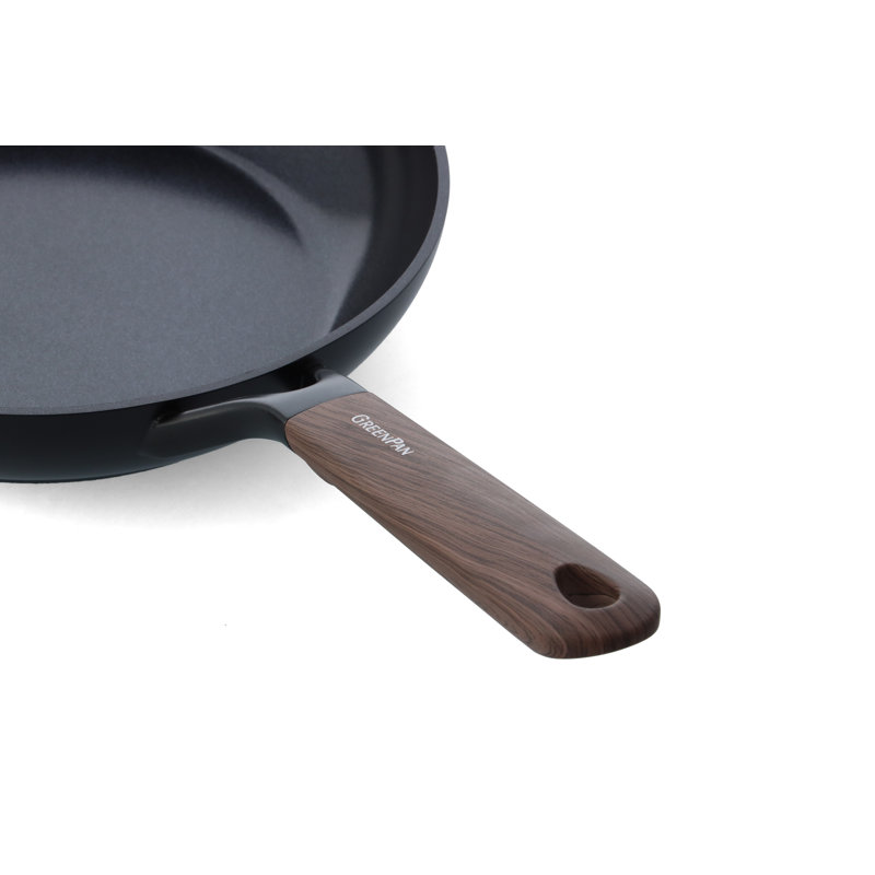 GreenPan Eco Smartsape Aluminium Non Stick Frying Pan with Dark Wood Patterned Handle, 24Cm