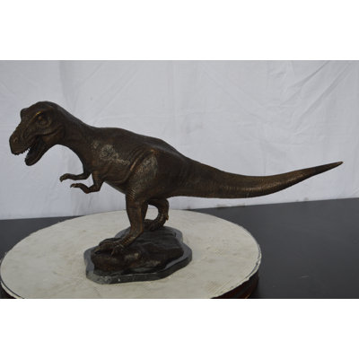 Tyrannosaurus Rex Dinosaur Bronze Statue -  Size: 31"L x 12"W x 15"H.