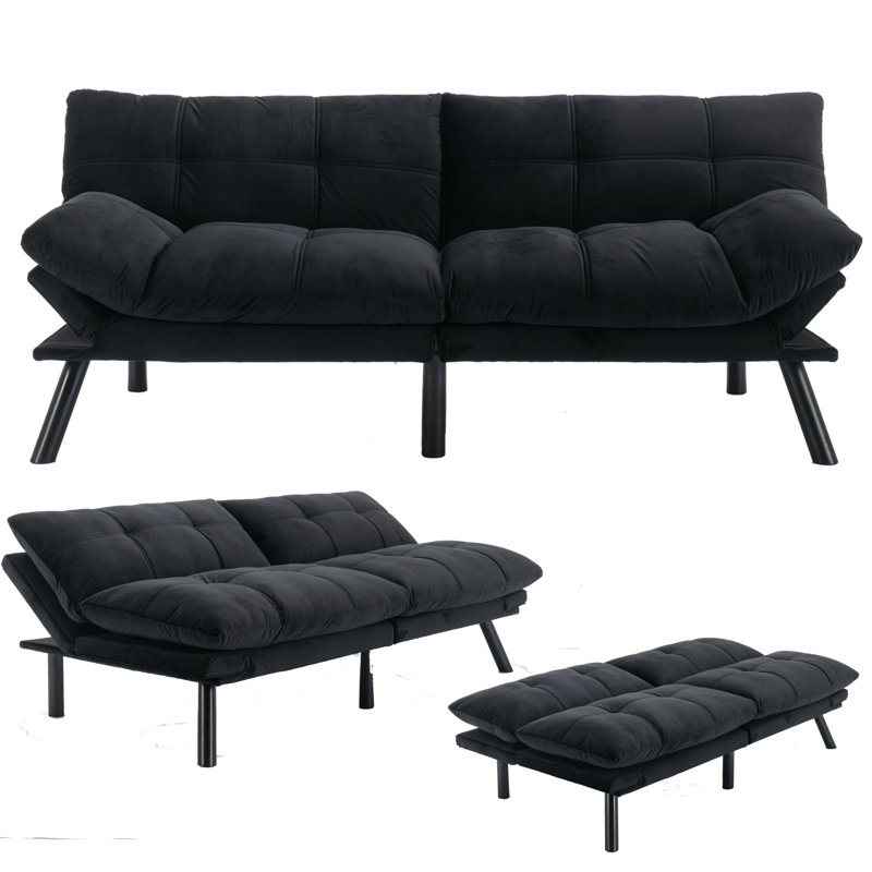 Temoor 70.87'' Velvet Sofa, Black Velvet