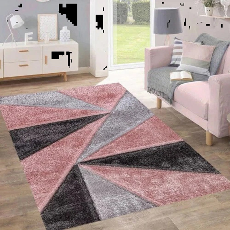Geometric Shag Area Rug, Rectangle 200 x 290 cm