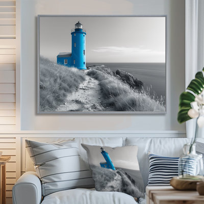 Photo de phare monochrome bleu en hiver IV - décoration murale phares
