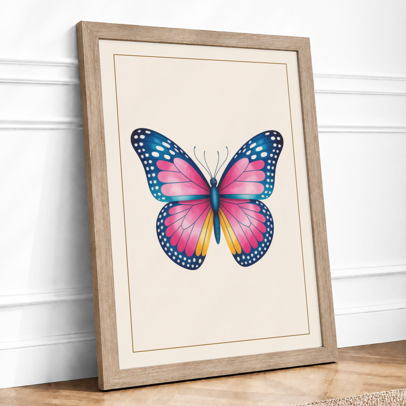 Symmetrical Butterfly Botanical - Framed Print, A1 - 84.1 x 59.4 cm, Oak