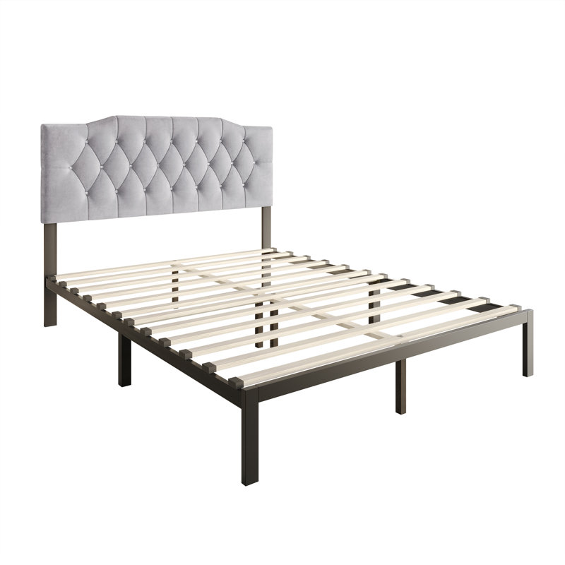 Dshawn Upholstered Panel Bed, Silver Gray, Twin