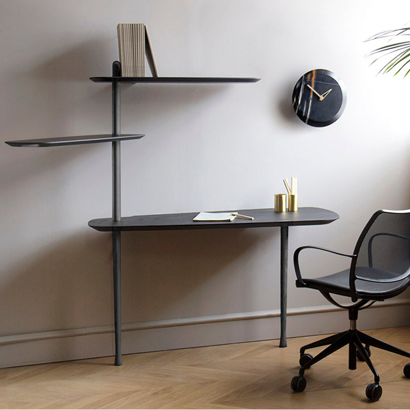 Unica Solid Wood Ladder Desk, Black