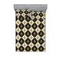 Noir et blanc / motif floral moutarde foncé
