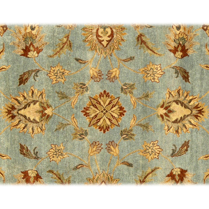 Hand Knotted Wool Oriental Area Rug in Light Blue And Ivory