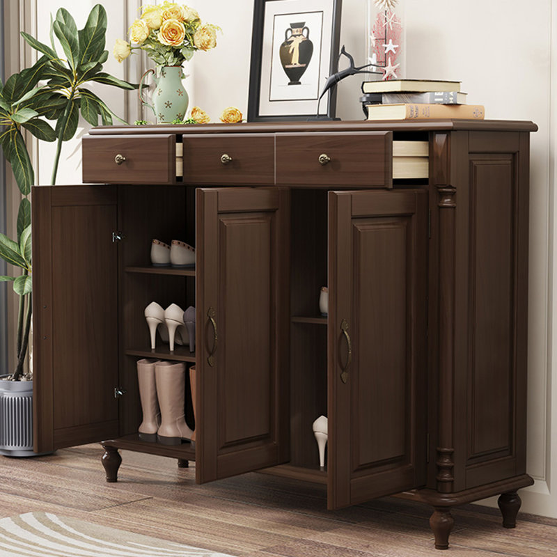 Dark-walnut Solid Wood Shoe Storage Bench