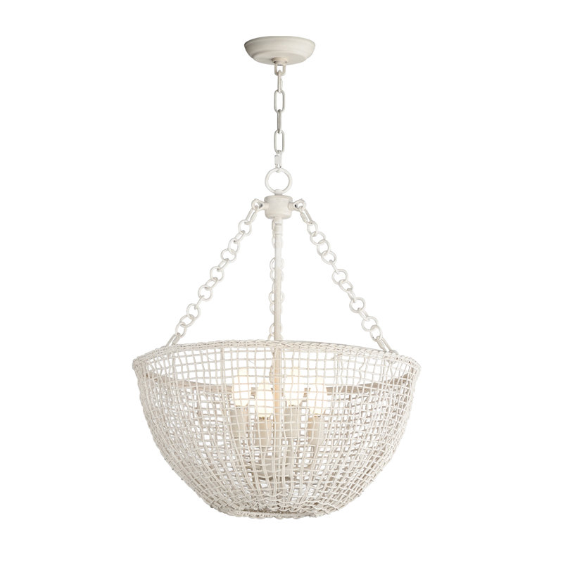 Cestino-Invert Bowl Pendant, Weathered White