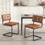Aveon 49cm H Mid-Century Modern Tufted Faux Leather Side Dining Chair with Steel Frame(Set of 2)