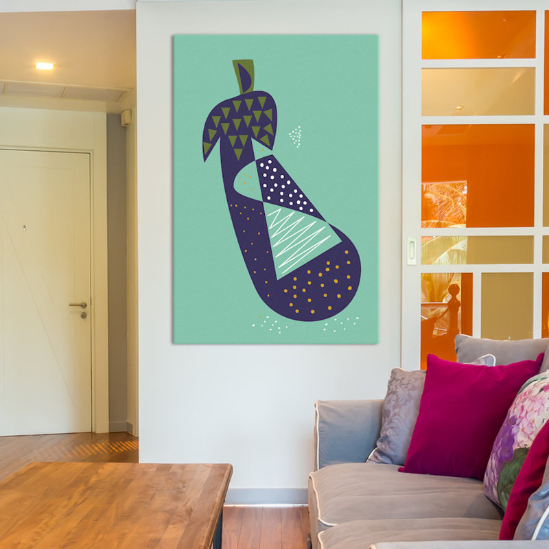 « aubergine », impression sur toile tendue, H 60 po x l 40po x P 1,5 po, Toile avec cadre flottant noir, Pas de tapis