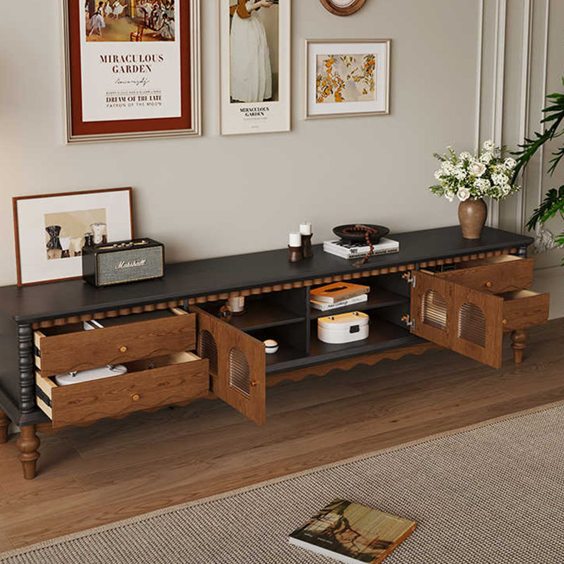 Meuble télé avec rangement en bois Simplicity, H 22,04 po x L 94,48 po x l 15,74 po, Brun