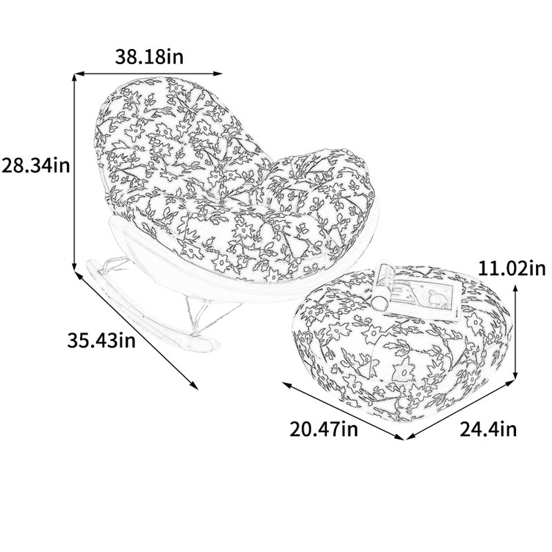 Chaise berçante ergonomique en chenille, Noir/gris