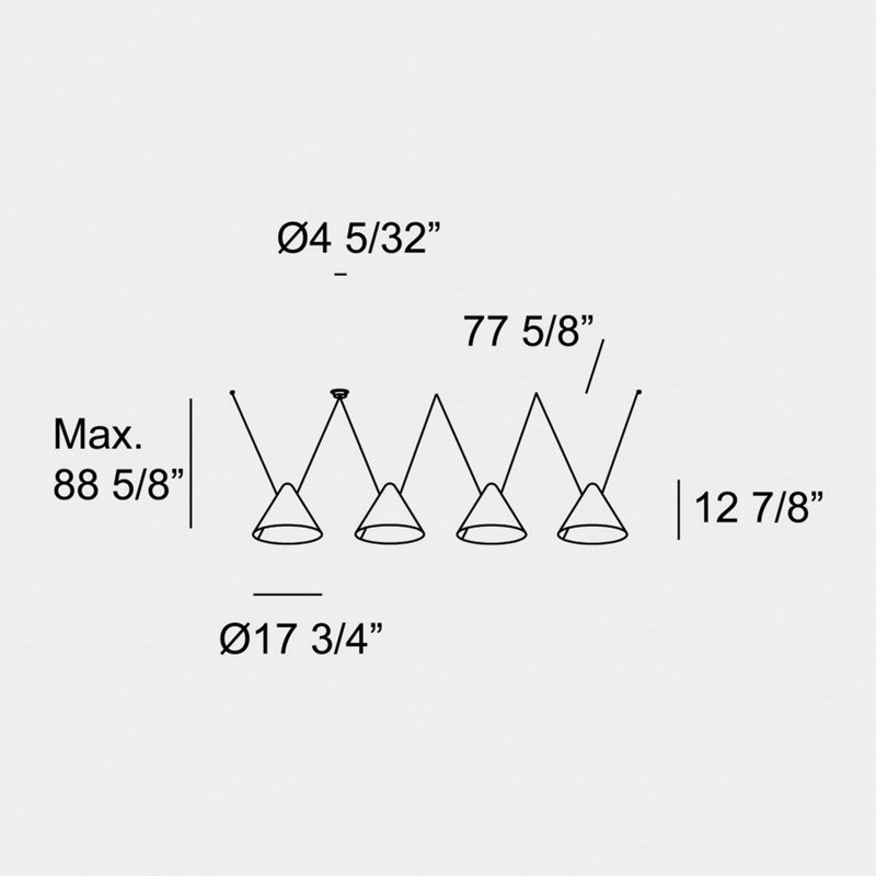 Luminaire suspendu Super Attic 4, H 88,63 po x l 157,5 po x P 17,75 po, 4