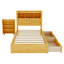 Platform Bed With Drawers, Wood Bed With Storage Headboard And Pull Out Storage Cabinet, Wood Bed With Light And Socket-1377359810-1377359811