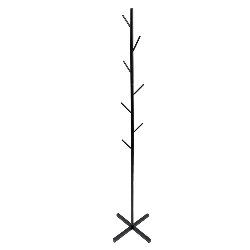 Dianthe Black Metal Free-standing Coat Rack with 7 Hooks