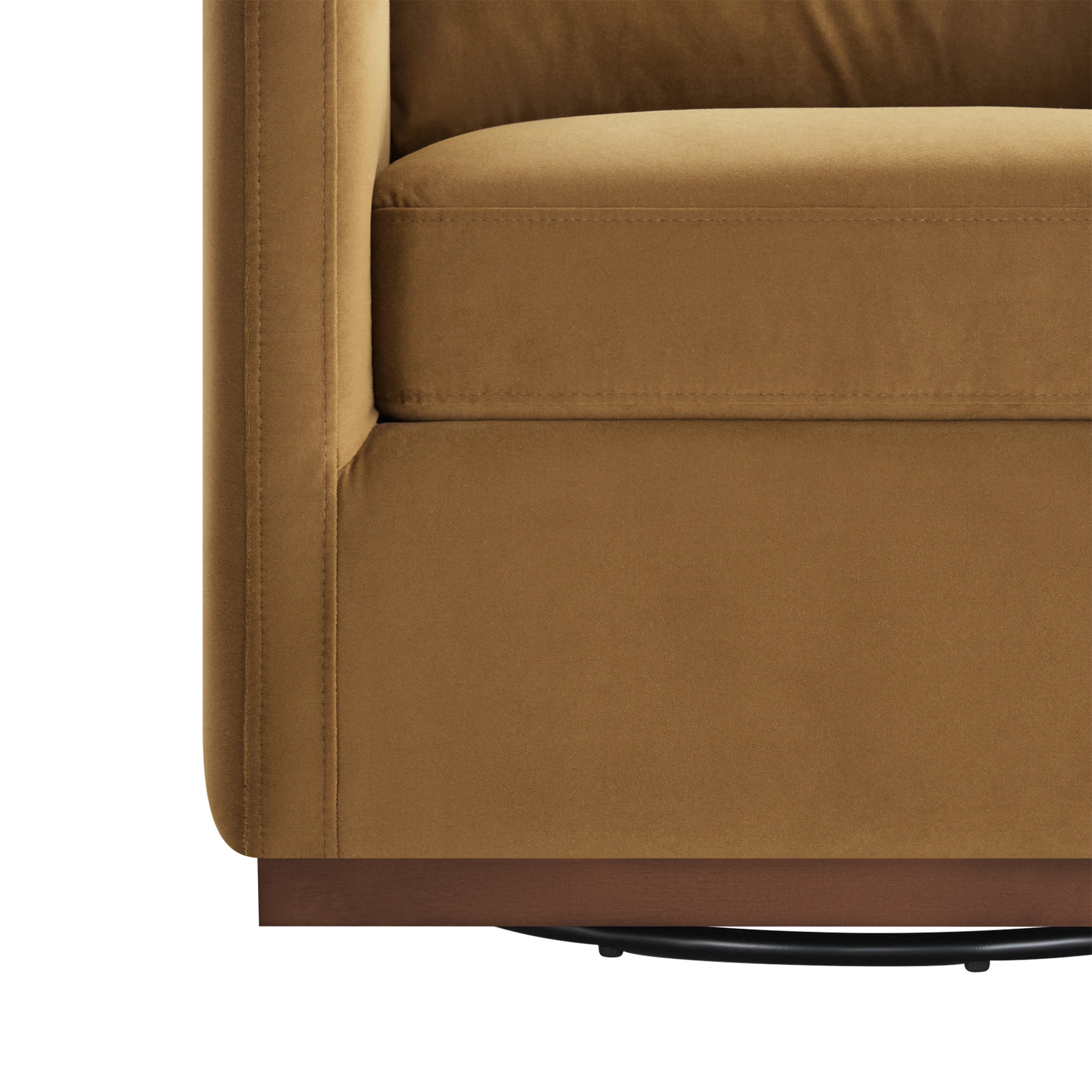 Bobbi Upholstered Swivel Armchair, Brown Polyester