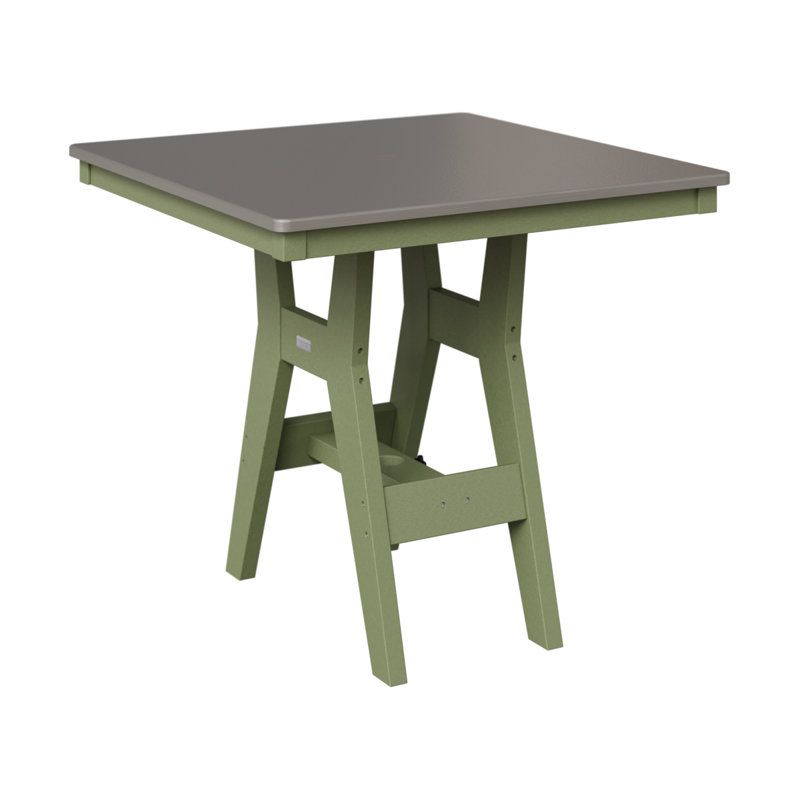 Table de bar carrée 33 po Berlin Gardens Harbor, Acier inoxydable martelé, H 38,87 po x l 33 po x P 33 po, Sauge
