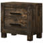 Table de chevet rustique 2 avec finition matte pour décor de chambre à coucher brun foncé 2 tiroirs et bois massif