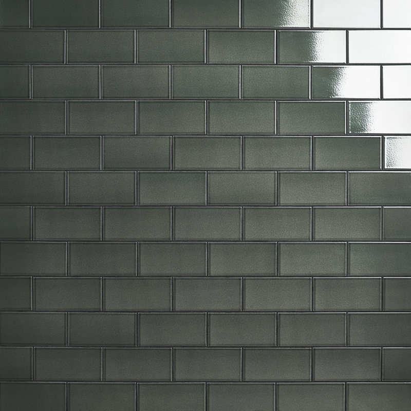 Gondola 3.93 in. x 7.87 in. Crackled Polished Ceramic Wall Tile (10.76 Sq. Ft./Case), Ash Gray