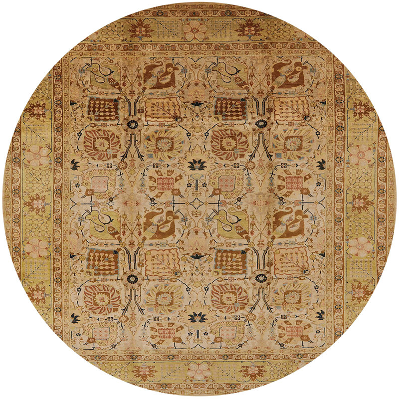 Tapis 100% moderne lavable à la machine de style Mid-Century 711, Rond 6 pi