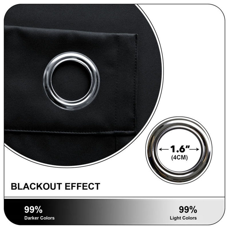Blackout Eyelet Thermal Curtain, Black