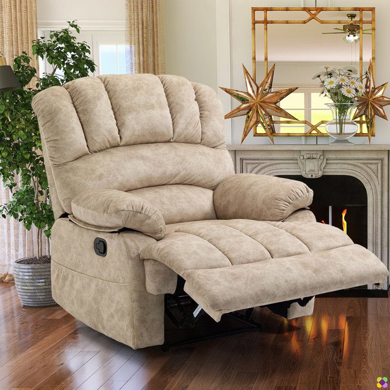 Chemika 40" Wide Oversize Upholstery Manual Recliner, Beige