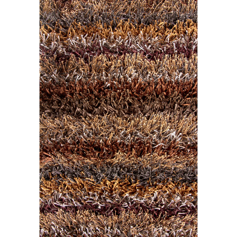 Kubu Hand Loomed Striped Area Rug in Brown/Gray/Tan, Round 7'9"
