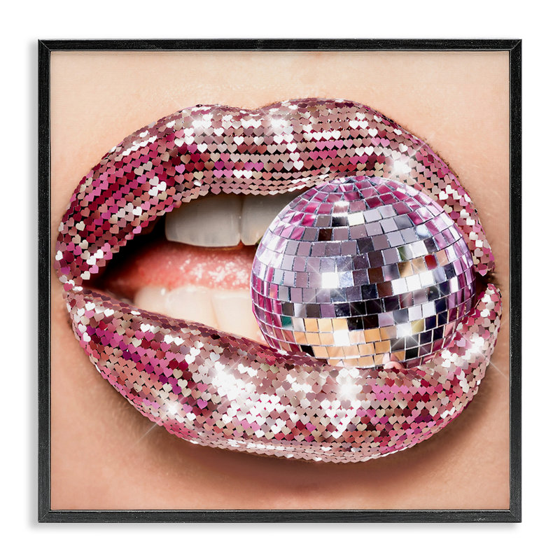 Boule disco mordante grise, estampe numérique par Ziwei Li, H 12 po x l 12 po, Giclée encadrée noir minuit