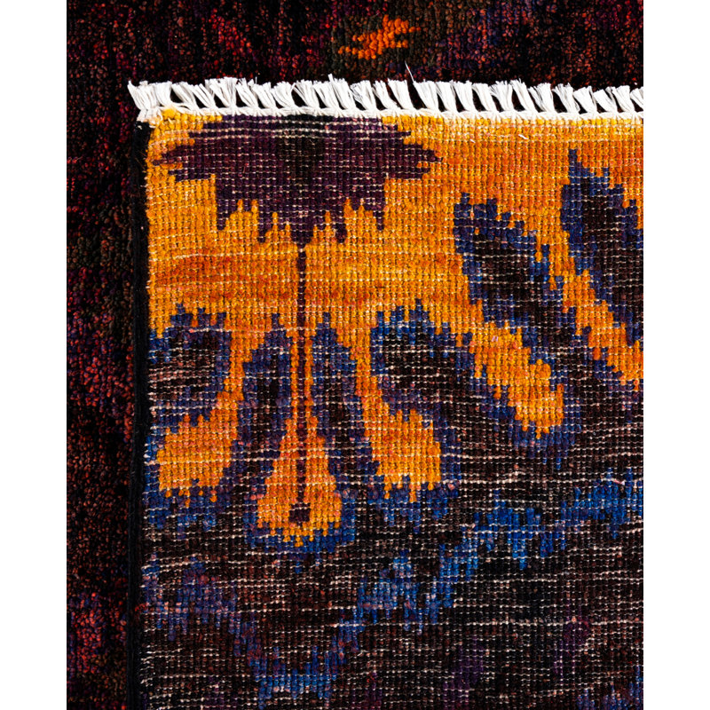 Overdyed Hand-Knotted Wool Modern-Contemporary Purple Area Rug 6' 2" x 8' 10"