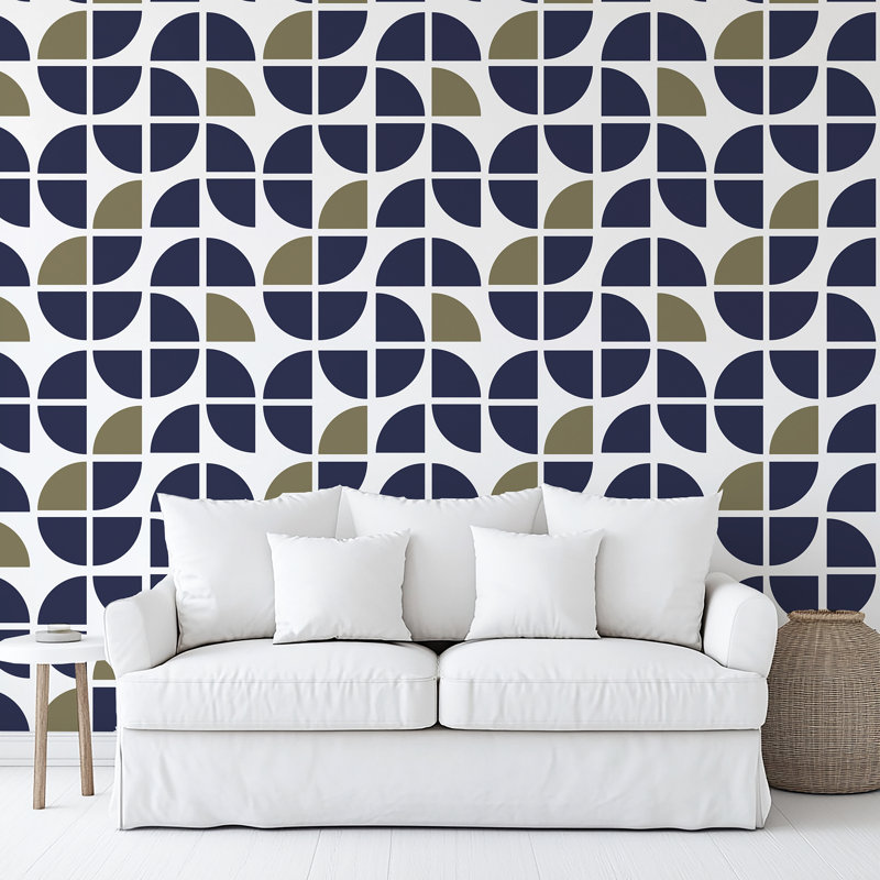 Papier peint adhésif Mod Geo Crescents, Marine