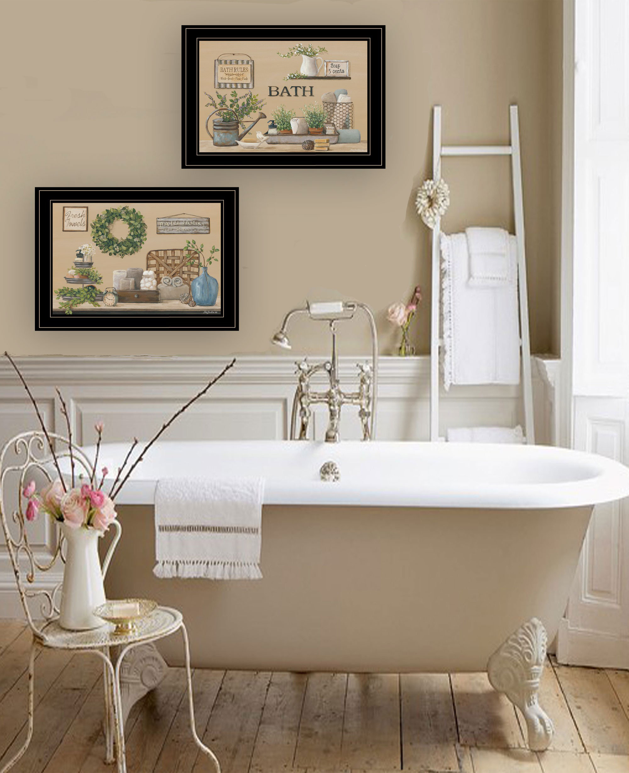 Rosalind Wheeler Set Of Two Bath Time 2 Framed Print Bathroom Wall Art ...