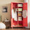 Armoires-penderie en métal avec serrure, 2 portes avec 4 tablettes réglables et 2 tringles, armoire verrouillable, casier de rangement pour la maison, le bureau, rouge, assemblage requis