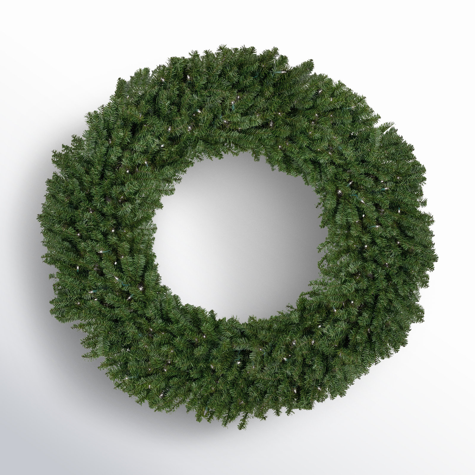 5' Pre-Lit Commercial Canadian Pine Artificial Christmas Wreath, Clear/White