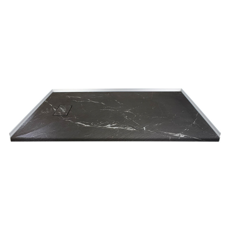 Transolid Trimslate Plus 60-in x 36-in Zero Threshold Tub Replacement Shower Base with End Drain, Sterling Black