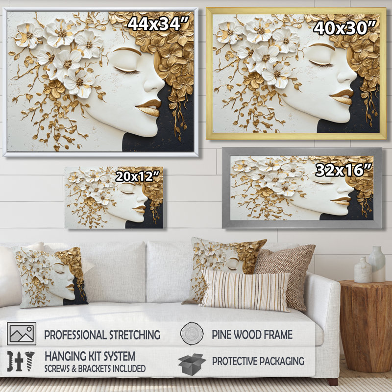 «Whispering Harmony of Asian Art», impression d'art mural japonais, H 24 po x l 32 po, Doré