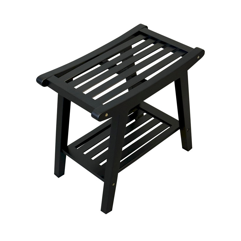 Banc de style spa à lattes en bambou l 19,5 po, Noir